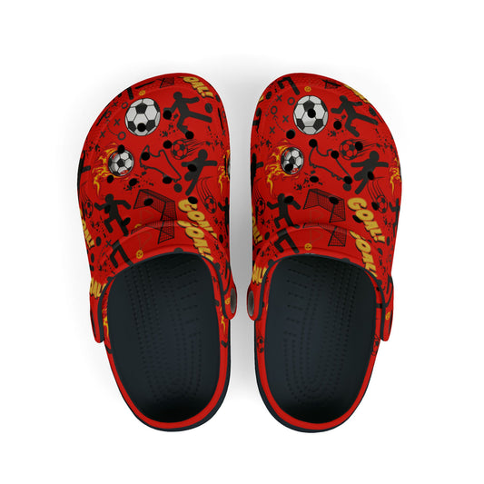 Kid's Foam Clogs - Soccer - Red Hot