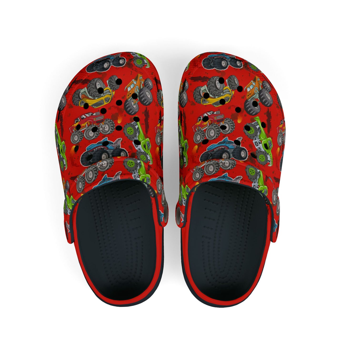 Kid's Foam Clogs - Monster Trucks - Red Hot