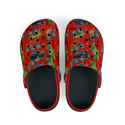 Kid's Foam Clogs - Monster Trucks - Red Hot