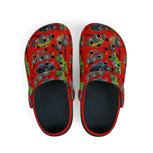 Kid's Foam Clogs - Monster Trucks - Red Hot