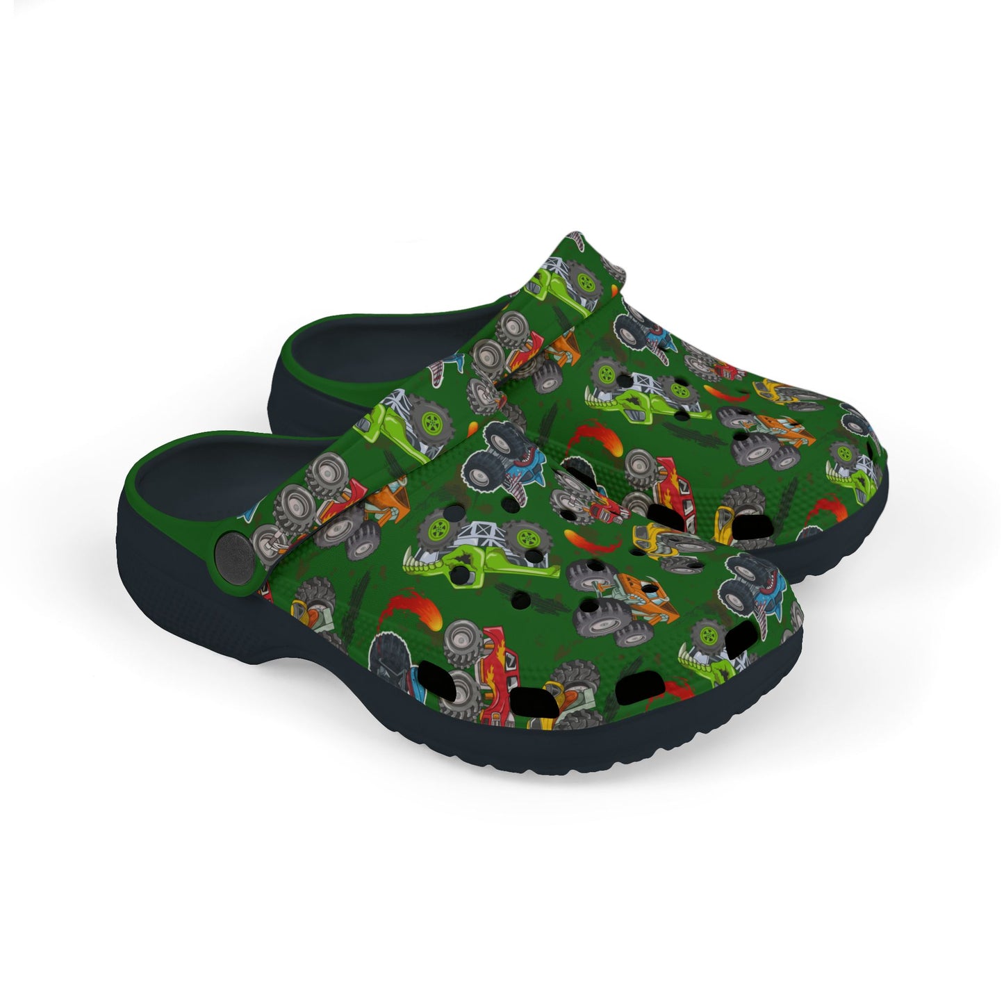 Kid's Foam Clogs - Monster Trucks - Forest