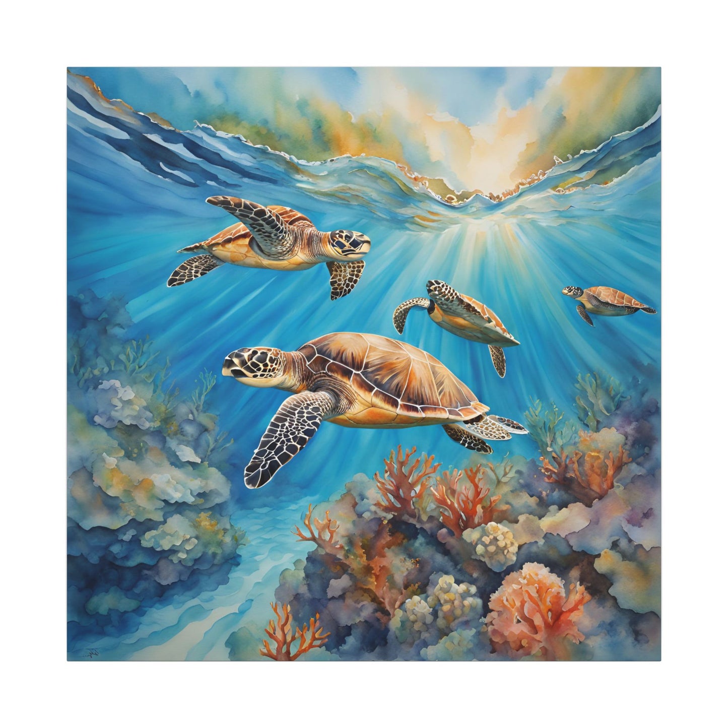 Matte Wall Canvas - Sea Turtles - Neptune's Nursery Collection