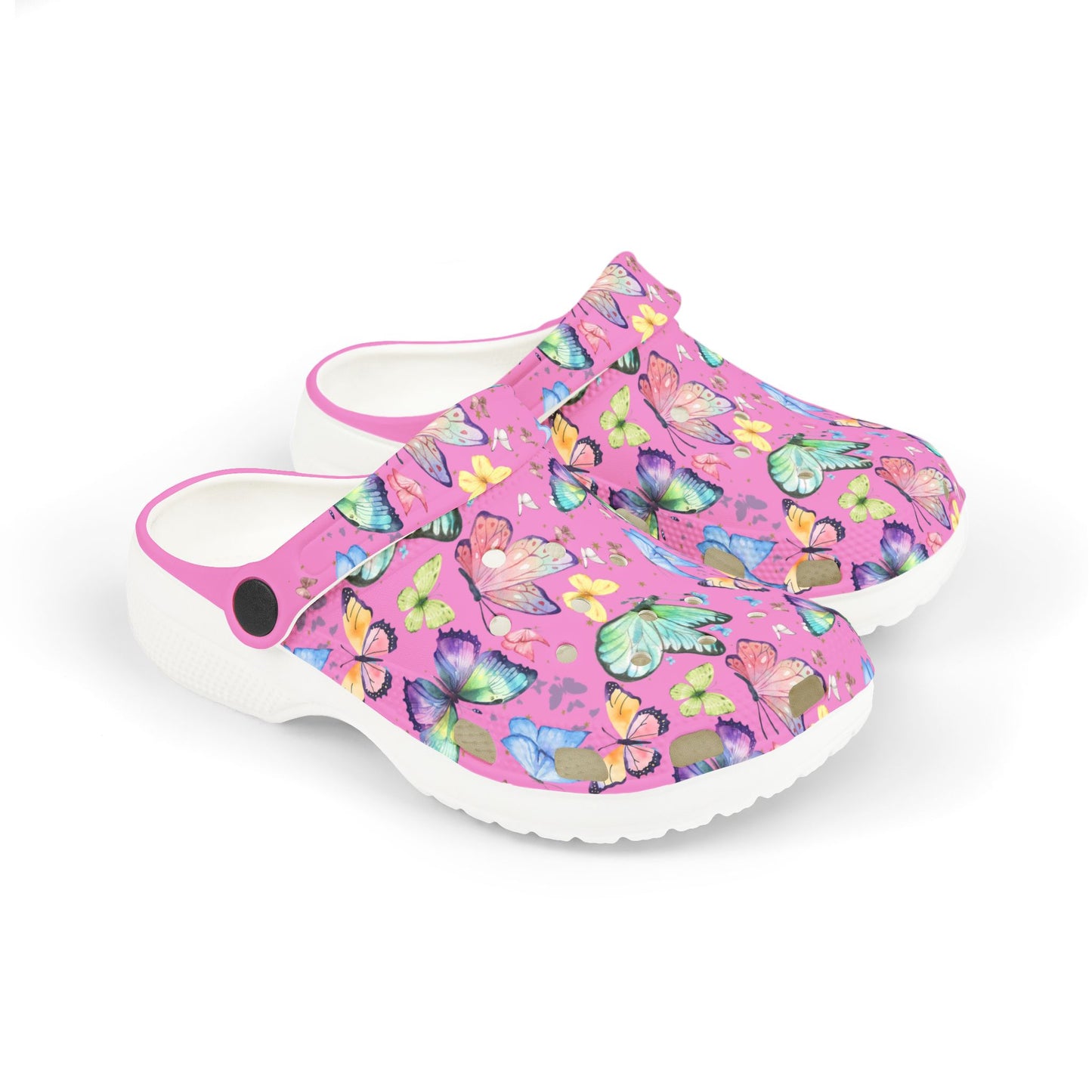 Kid's Foam Clogs - Butterflies - Bubblegum
