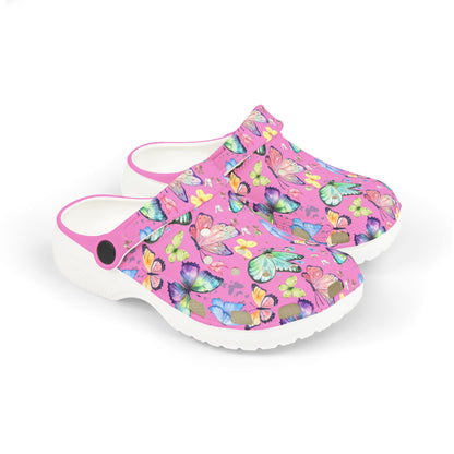 Kid's Foam Clogs - Butterflies - Bubblegum