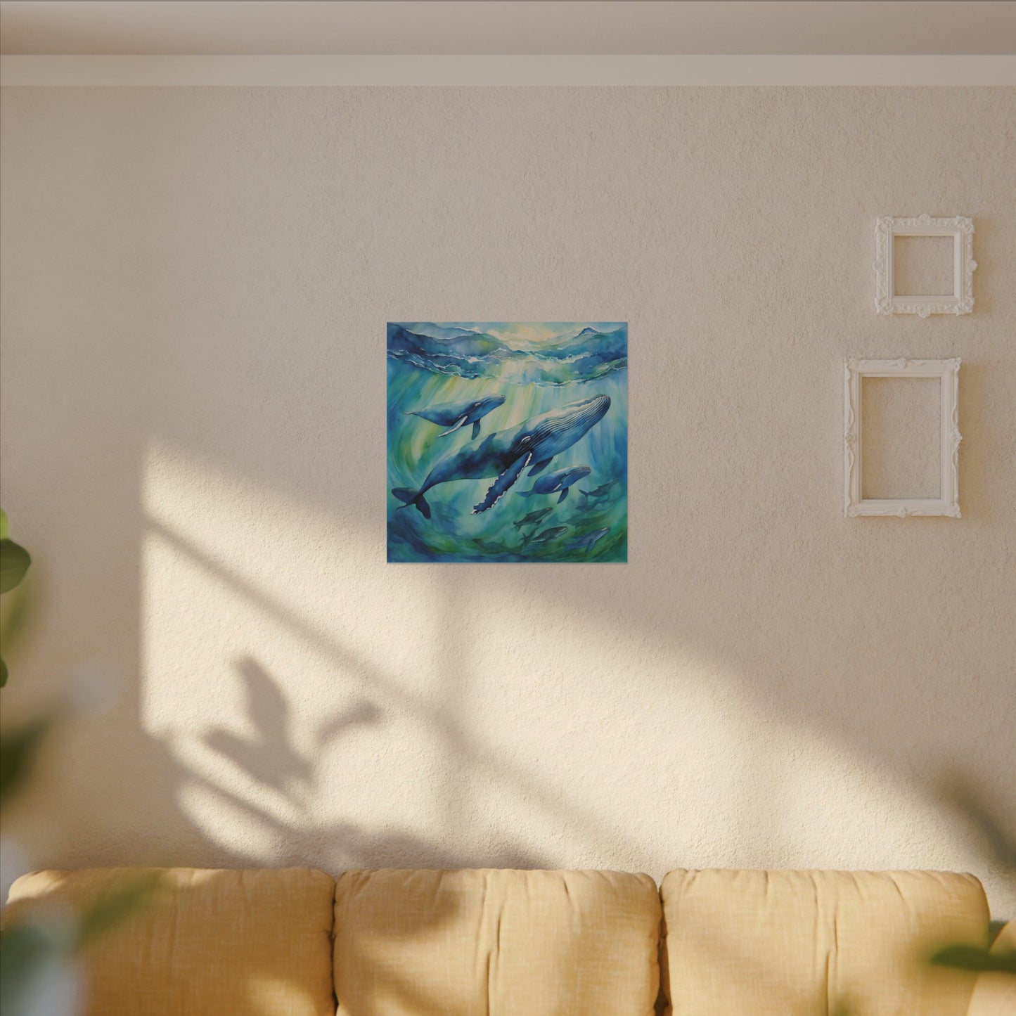 Matte Wall Canvas - Humpback Whales - Neptune's Nursery Collection