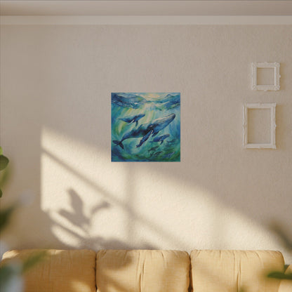 Matte Wall Canvas - Humpback Whales - Neptune's Nursery Collection