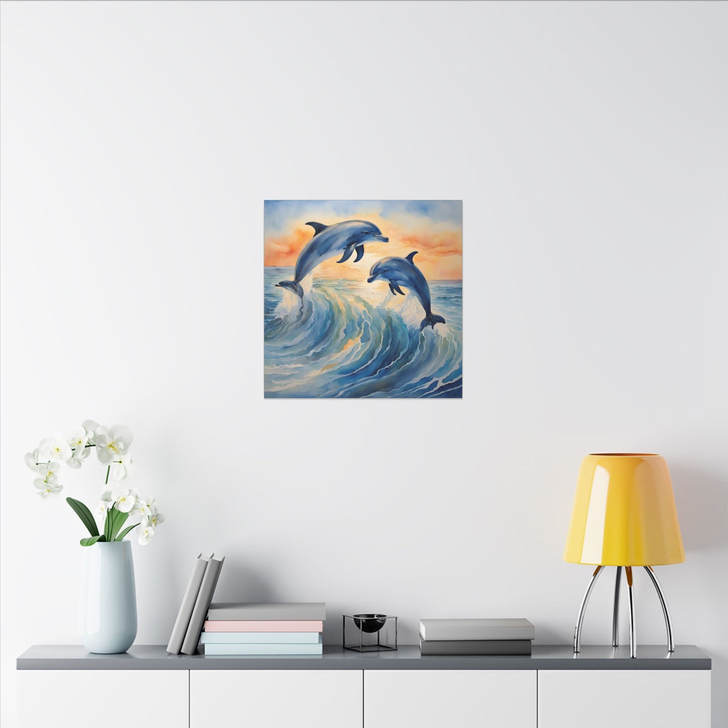 Matte Wall Canvas - Dolphins - Neptune's Nursery Collection