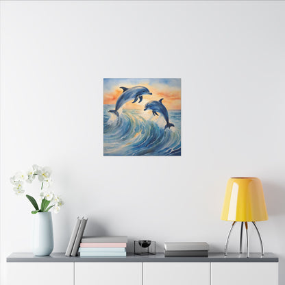 Matte Wall Canvas - Dolphins - Neptune's Nursery Collection