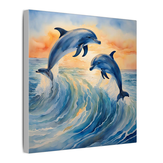 Matte Wall Canvas - Dolphins - Neptune's Nursery Collection