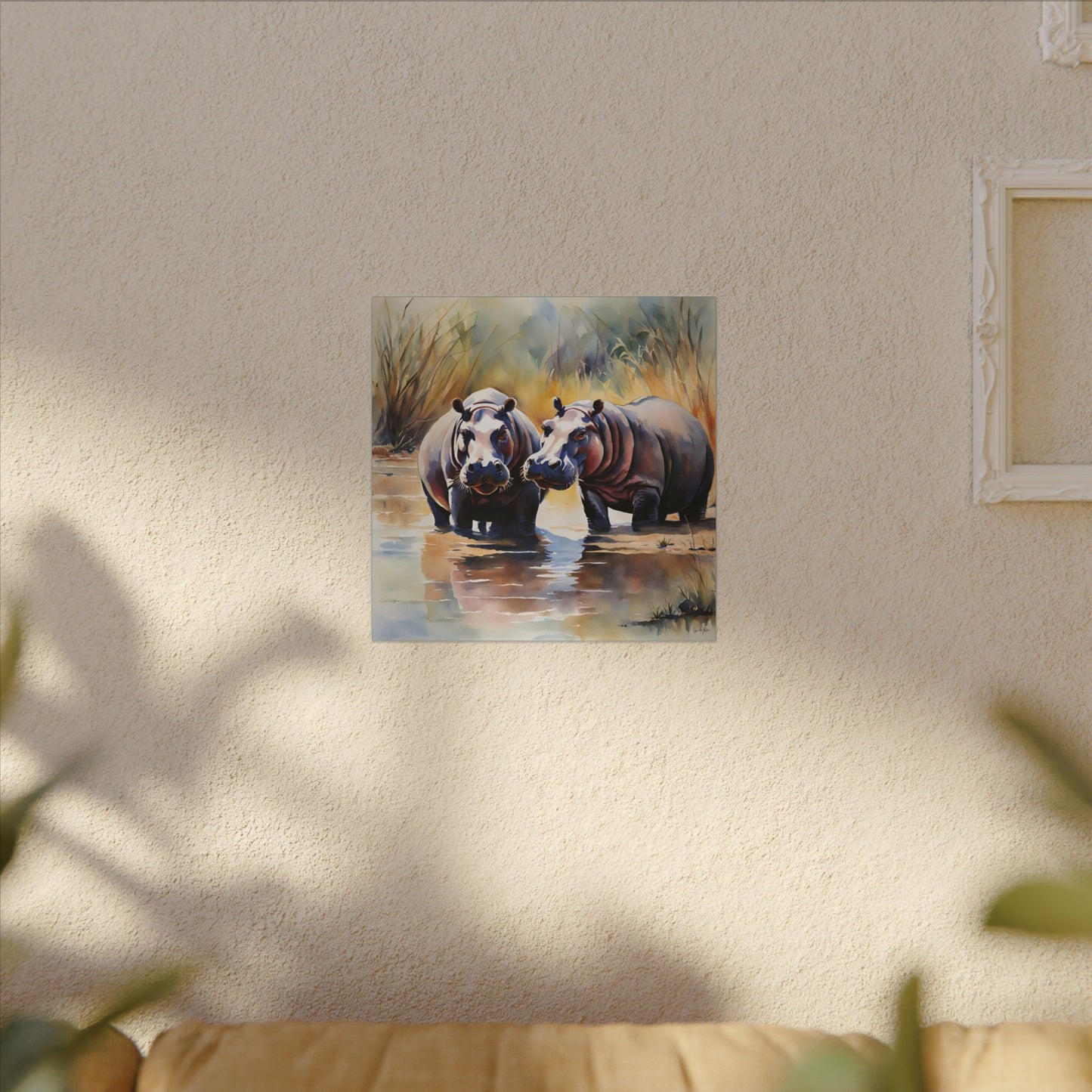 Matte Wall Canvas - Hippos - African Safari Collection