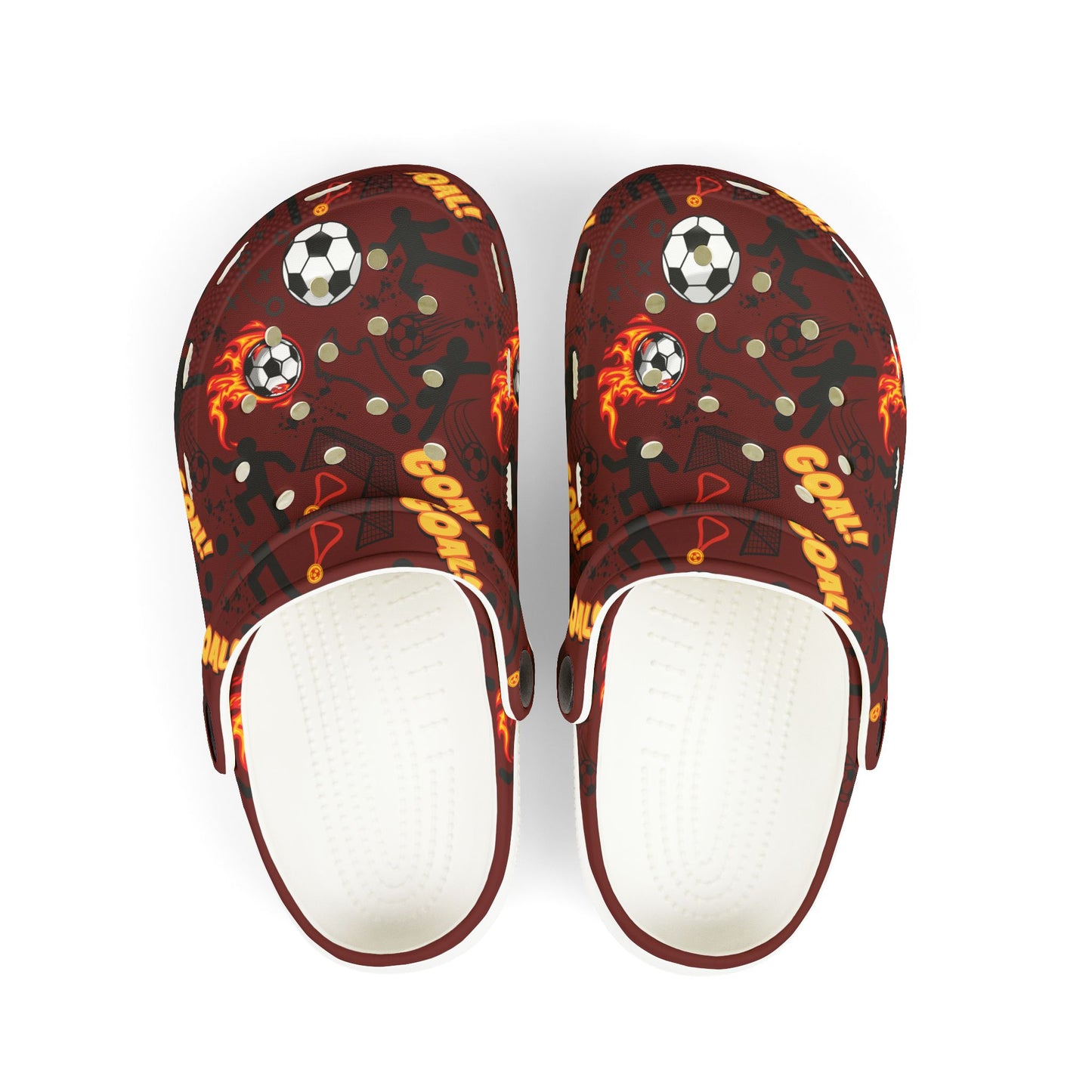 Kid's Foam Clogs - Soccer - Maroon