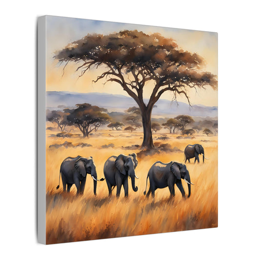 Matte Wall Canvas - Elephants - African Safari Collection