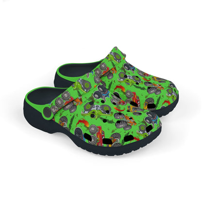 Kid's Foam Clogs - Monster Trucks - Screamin' Green
