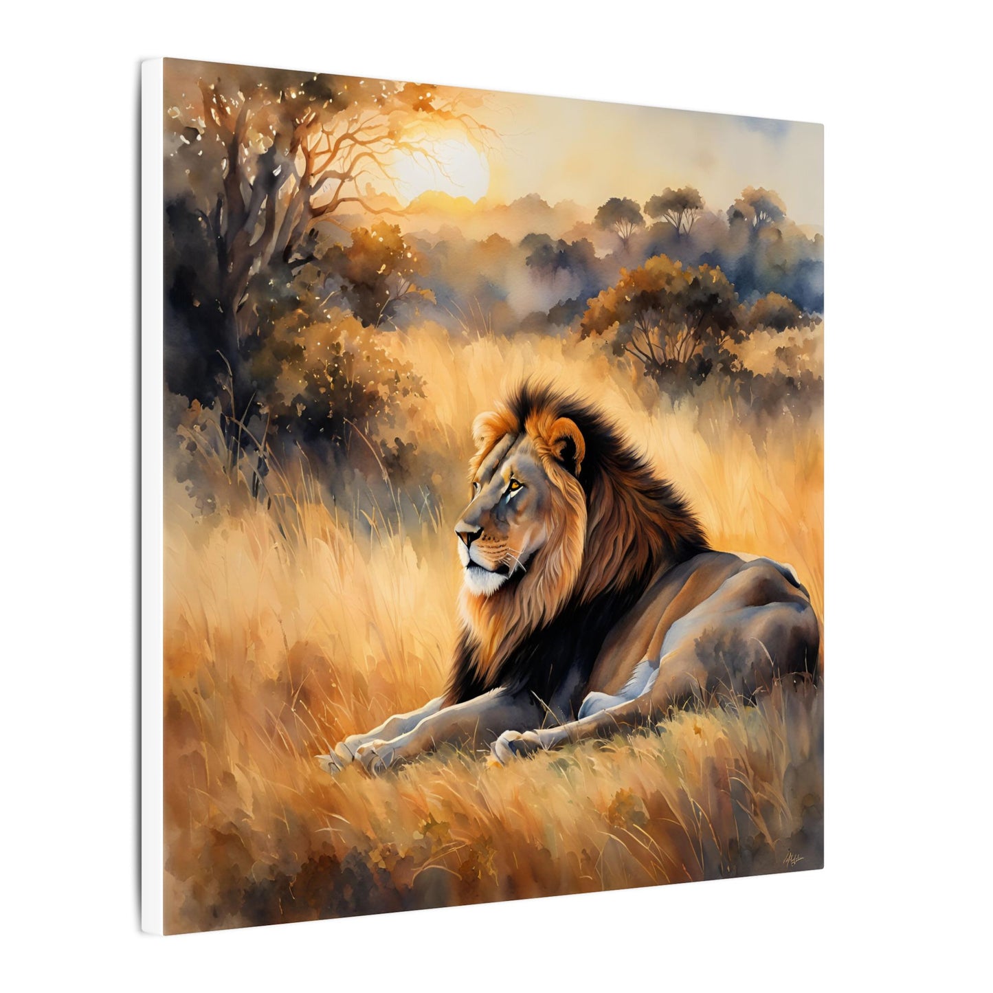 Matte Wall Canvas - Lion Sunrise - African Safari Collection