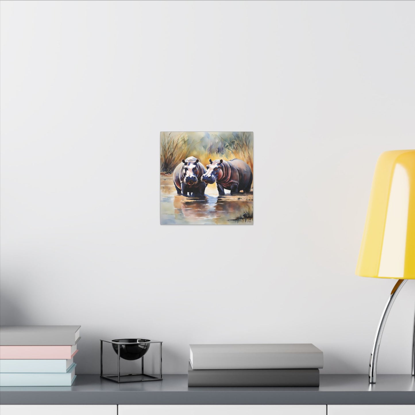 Matte Wall Canvas - Hippos - African Safari Collection