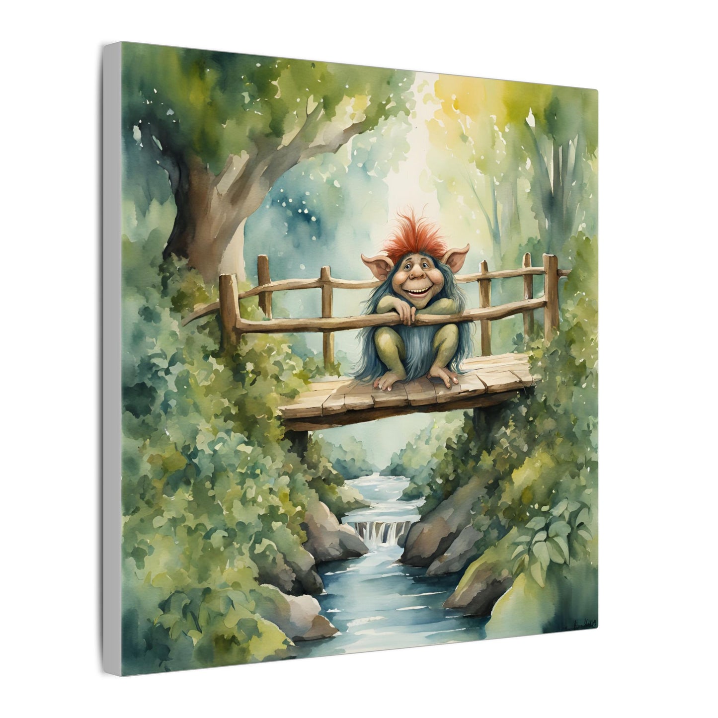 Matte Wall Canvas - Troll on the Bridge - Storybook Dreams Collection