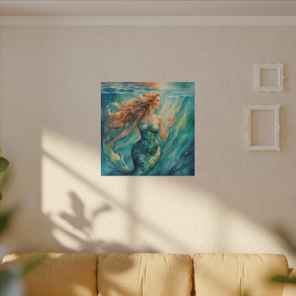 Matte Wall Canvas - Golden Mermaid - Neptune's Nursery Collection