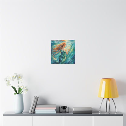 Matte Wall Canvas - Golden Mermaid - Neptune's Nursery Collection