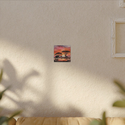 Matte Wall Canvas - Elephant Sunset - African Safari Collection