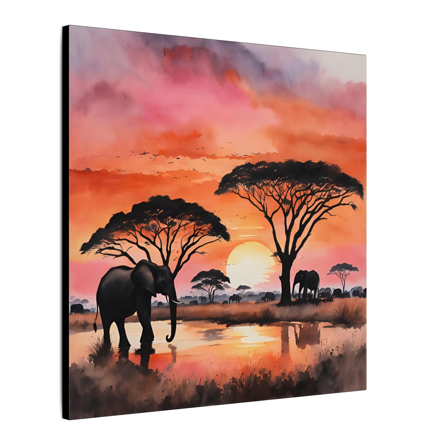 Matte Wall Canvas - Elephant Sunset - African Safari Collection
