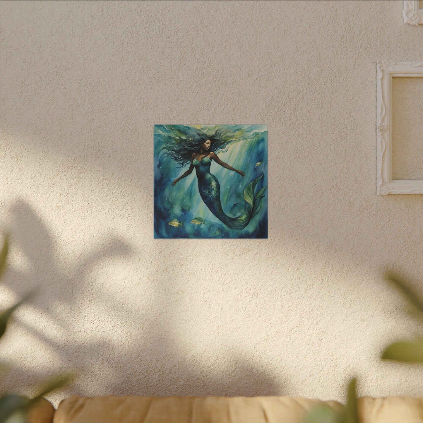 Matte Wall Canvas - Obsidian Mermaid - Neptune's Nursery Collection
