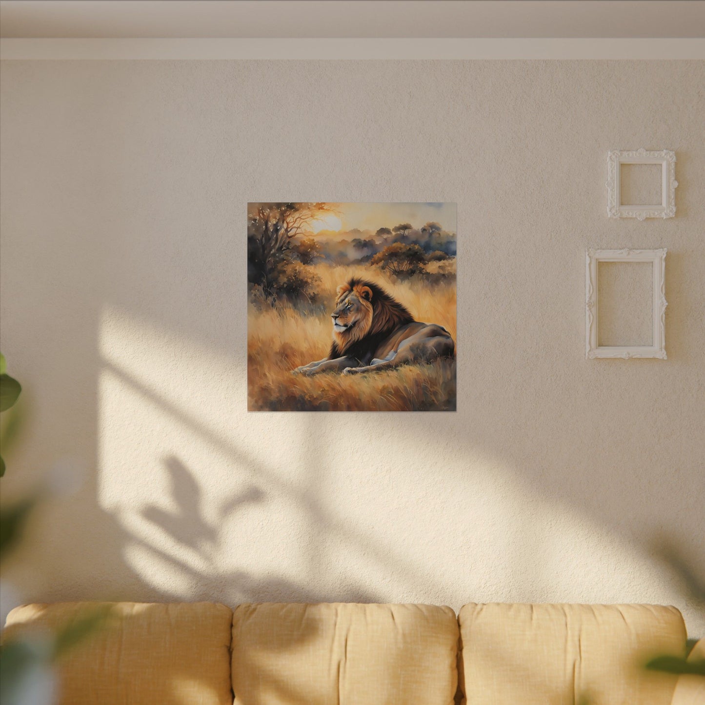 Matte Wall Canvas - Lion Sunrise - African Safari Collection