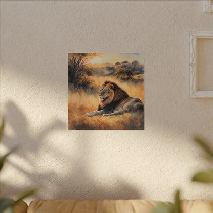 Matte Wall Canvas - Lion Sunrise - African Safari Collection
