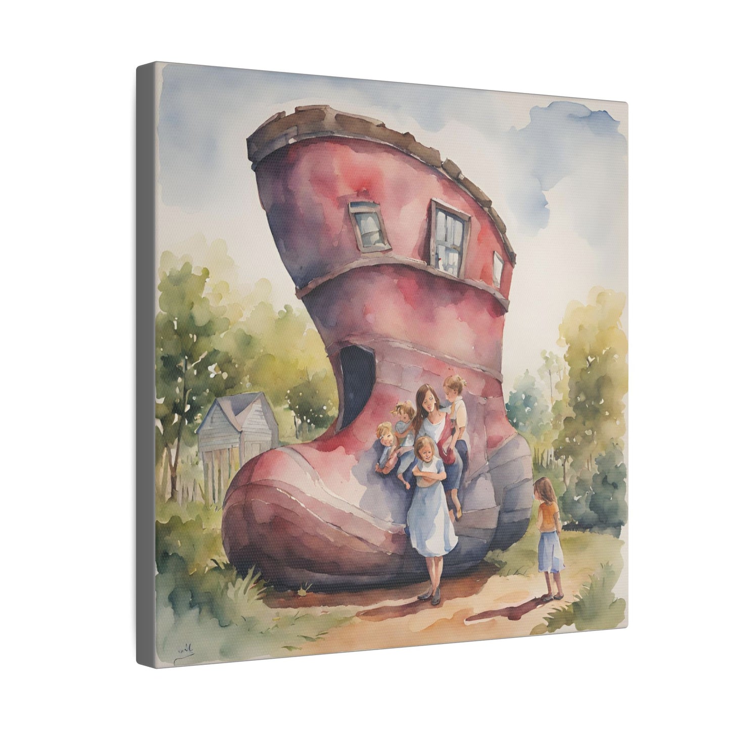 Matte Wall Canvas - They Lived in a Shoe - Nursery Rhymes Collection