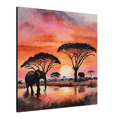 Matte Wall Canvas - Elephant Sunset - African Safari Collection