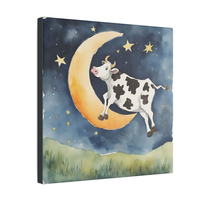 Matte Wall Canvas - Cow Jumped Over the Moon - Nursery Rhymes Collection