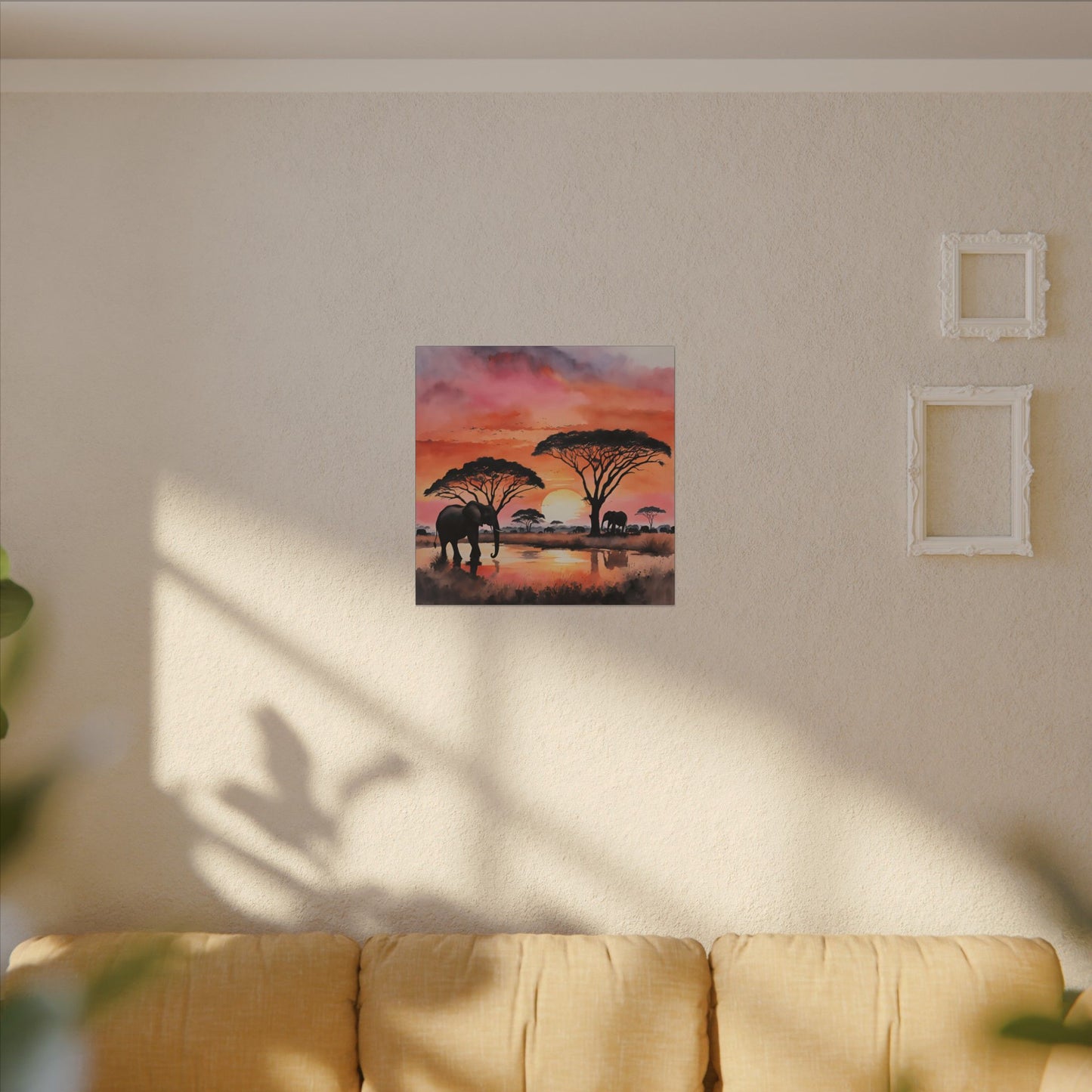 Matte Wall Canvas - Elephant Sunset - African Safari Collection