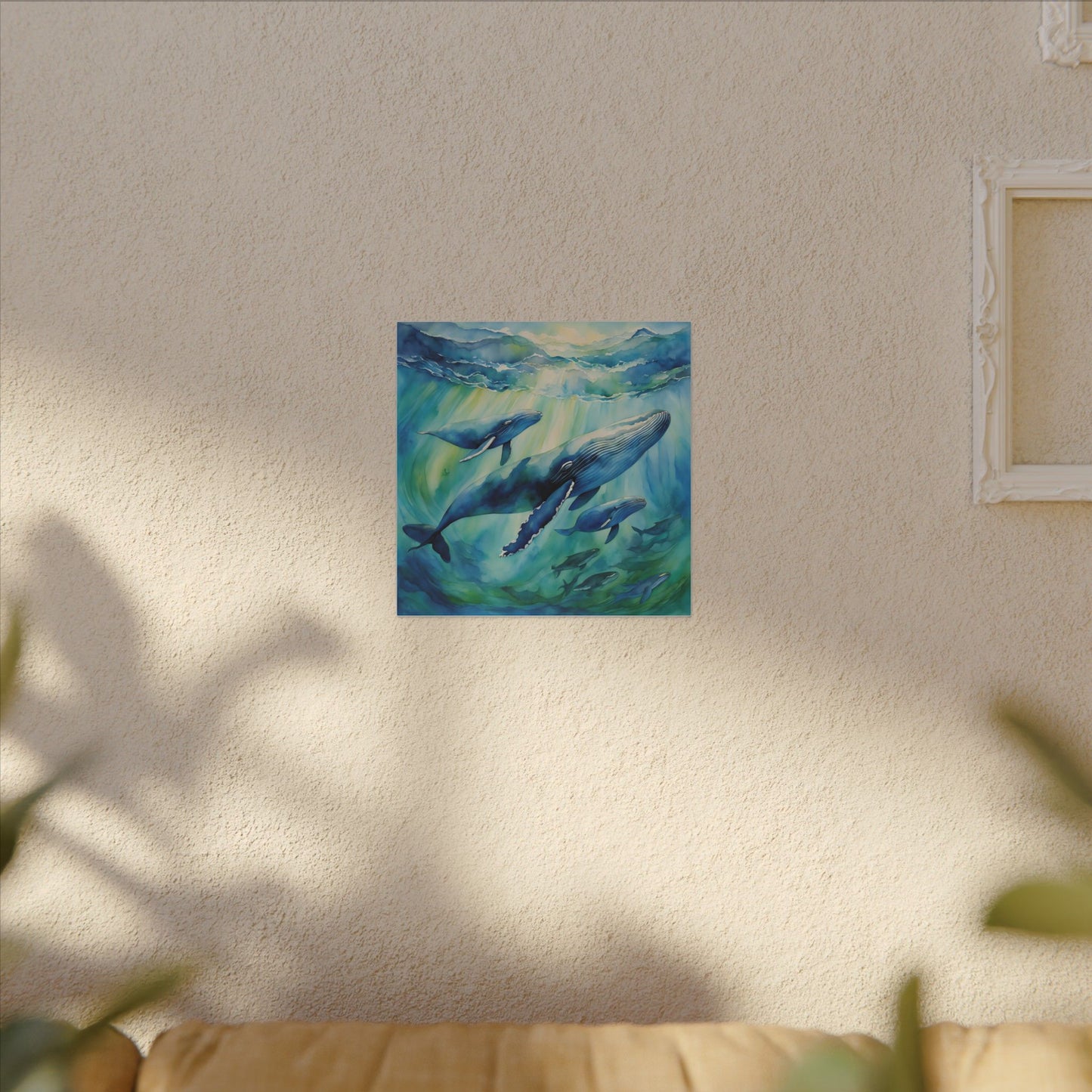 Matte Wall Canvas - Humpback Whales - Neptune's Nursery Collection