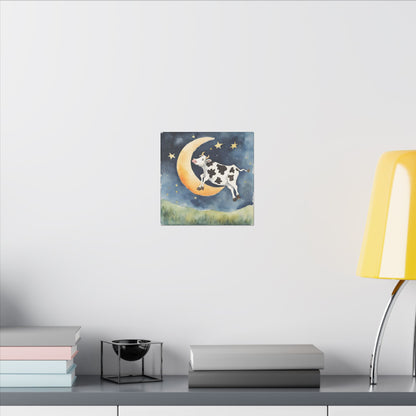 Matte Wall Canvas - Cow Jumped Over the Moon - Nursery Rhymes Collection