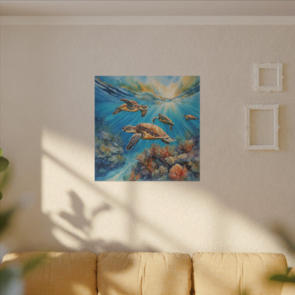 Matte Wall Canvas - Sea Turtles - Neptune's Nursery Collection