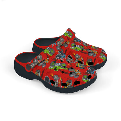 Kid's Foam Clogs - Monster Trucks - Red Hot