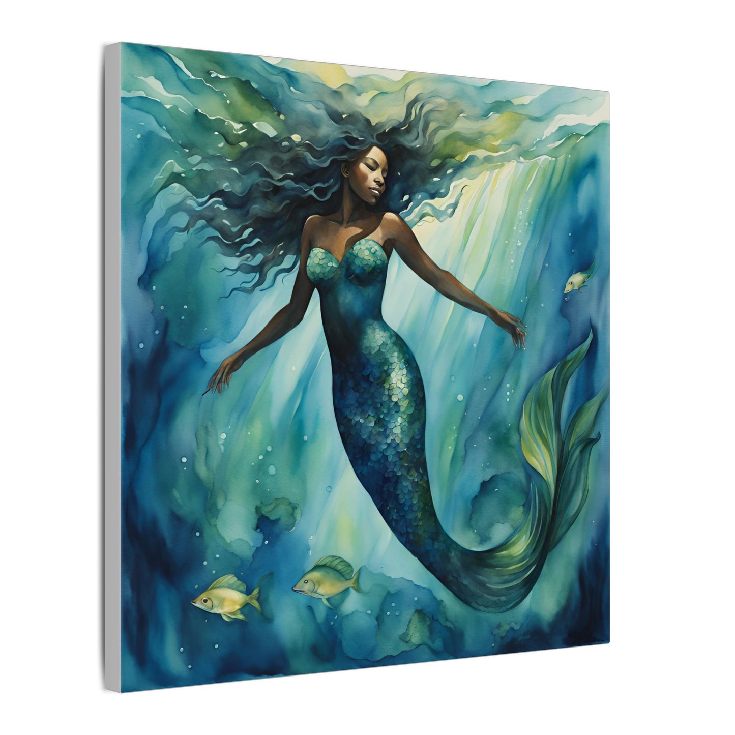 Matte Wall Canvas - Obsidian Mermaid - Neptune's Nursery Collection