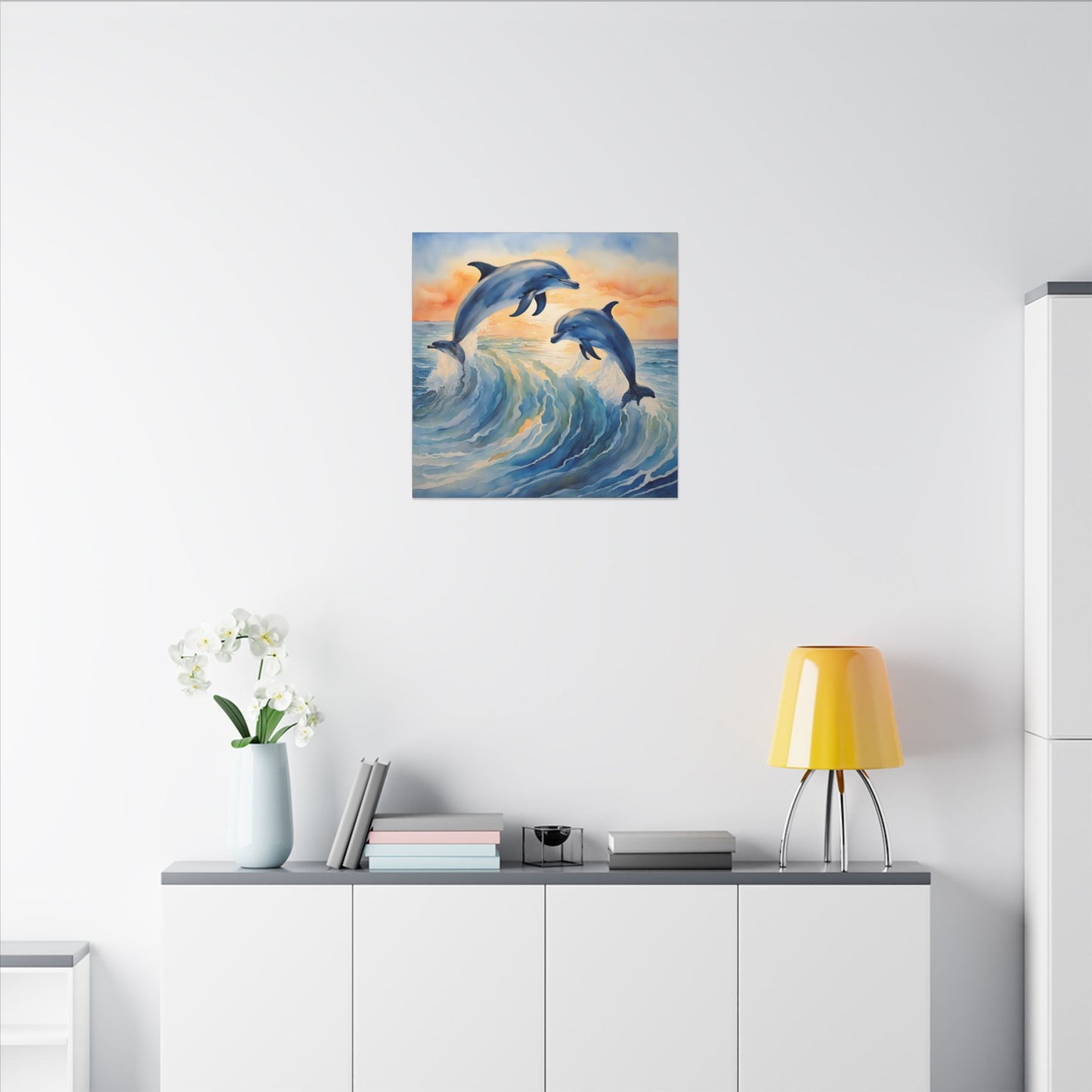 Matte Wall Canvas - Dolphins - Neptune's Nursery Collection