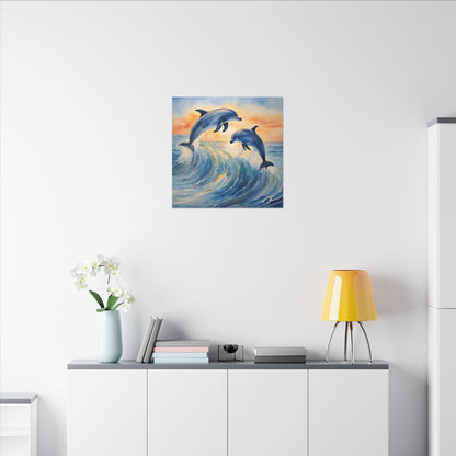 Matte Wall Canvas - Dolphins - Neptune's Nursery Collection