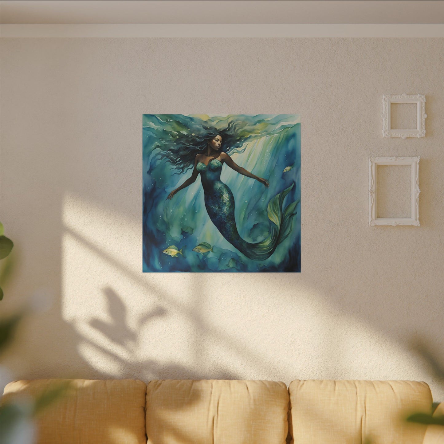 Matte Wall Canvas - Obsidian Mermaid - Neptune's Nursery Collection