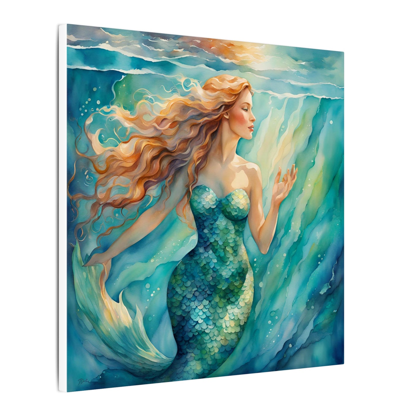 Matte Wall Canvas - Golden Mermaid - Neptune's Nursery Collection