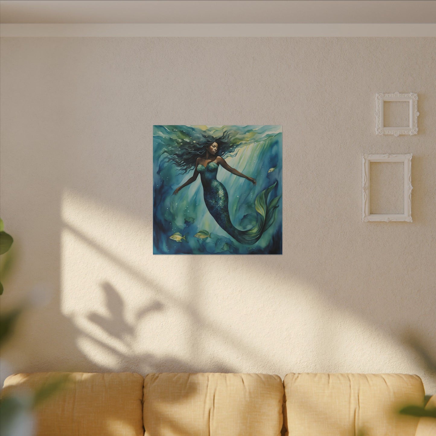Matte Wall Canvas - Obsidian Mermaid - Neptune's Nursery Collection