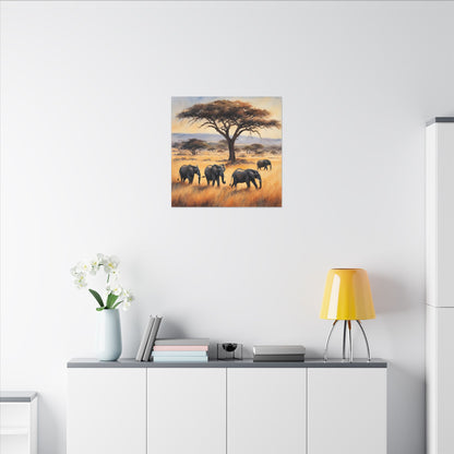 Matte Wall Canvas - Elephants - African Safari Collection