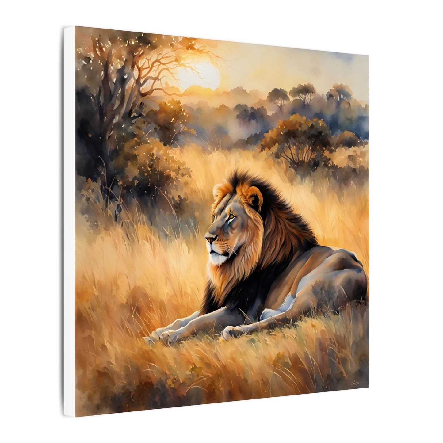 Matte Wall Canvas - Lion Sunrise - African Safari Collection