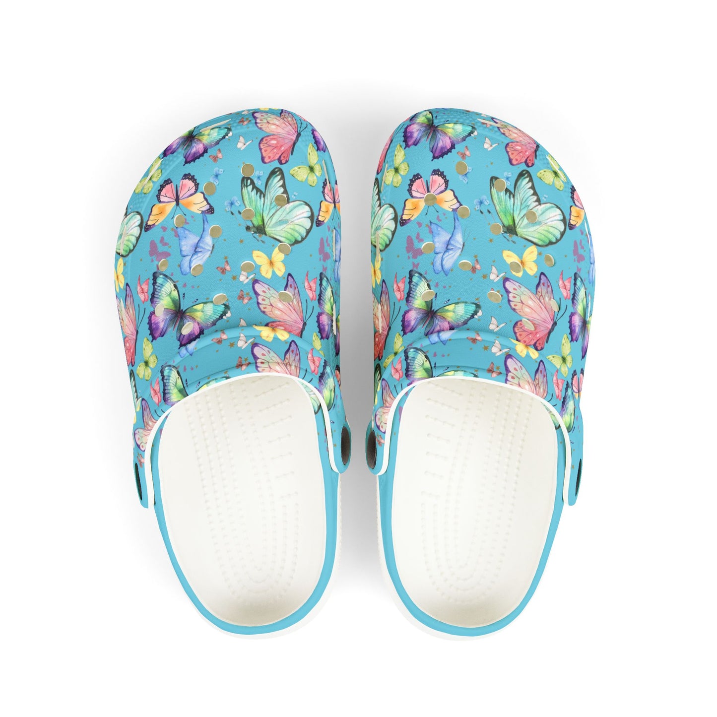 Kid's Foam Clogs - Butterflies - Light Blue