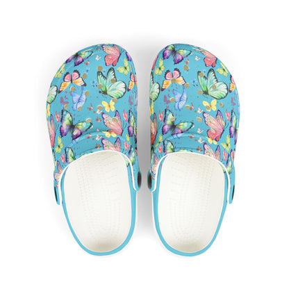 Kid's Foam Clogs - Butterflies - Light Blue