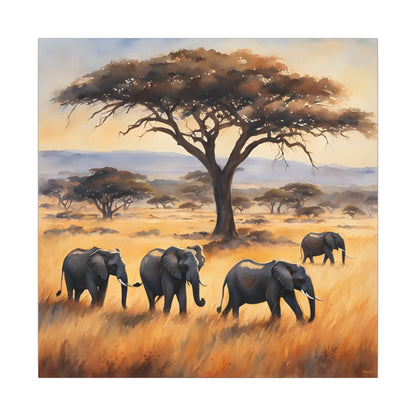 Matte Wall Canvas - Elephants - African Safari Collection