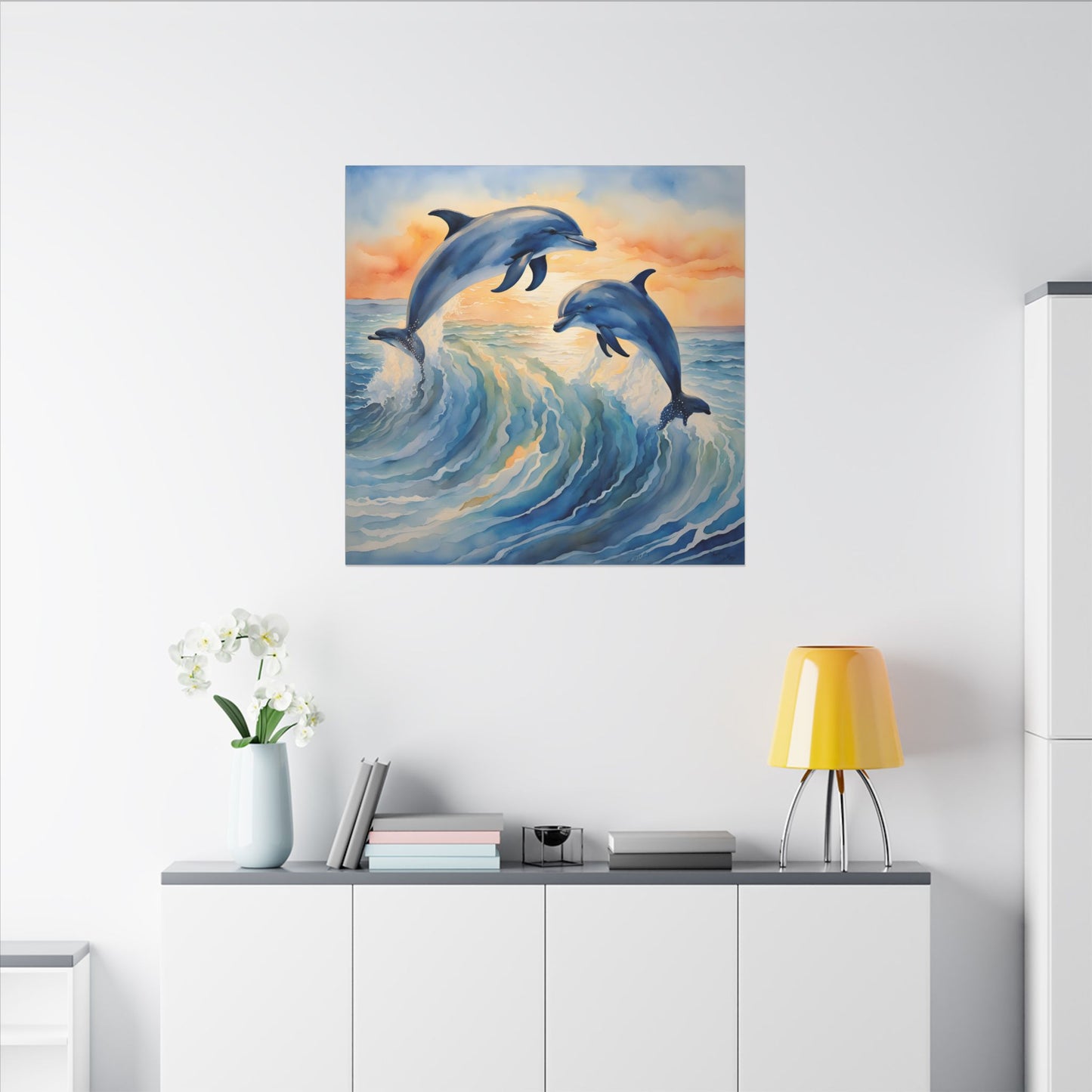 Matte Wall Canvas - Dolphins - Neptune's Nursery Collection