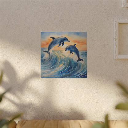 Matte Wall Canvas - Dolphins - Neptune's Nursery Collection