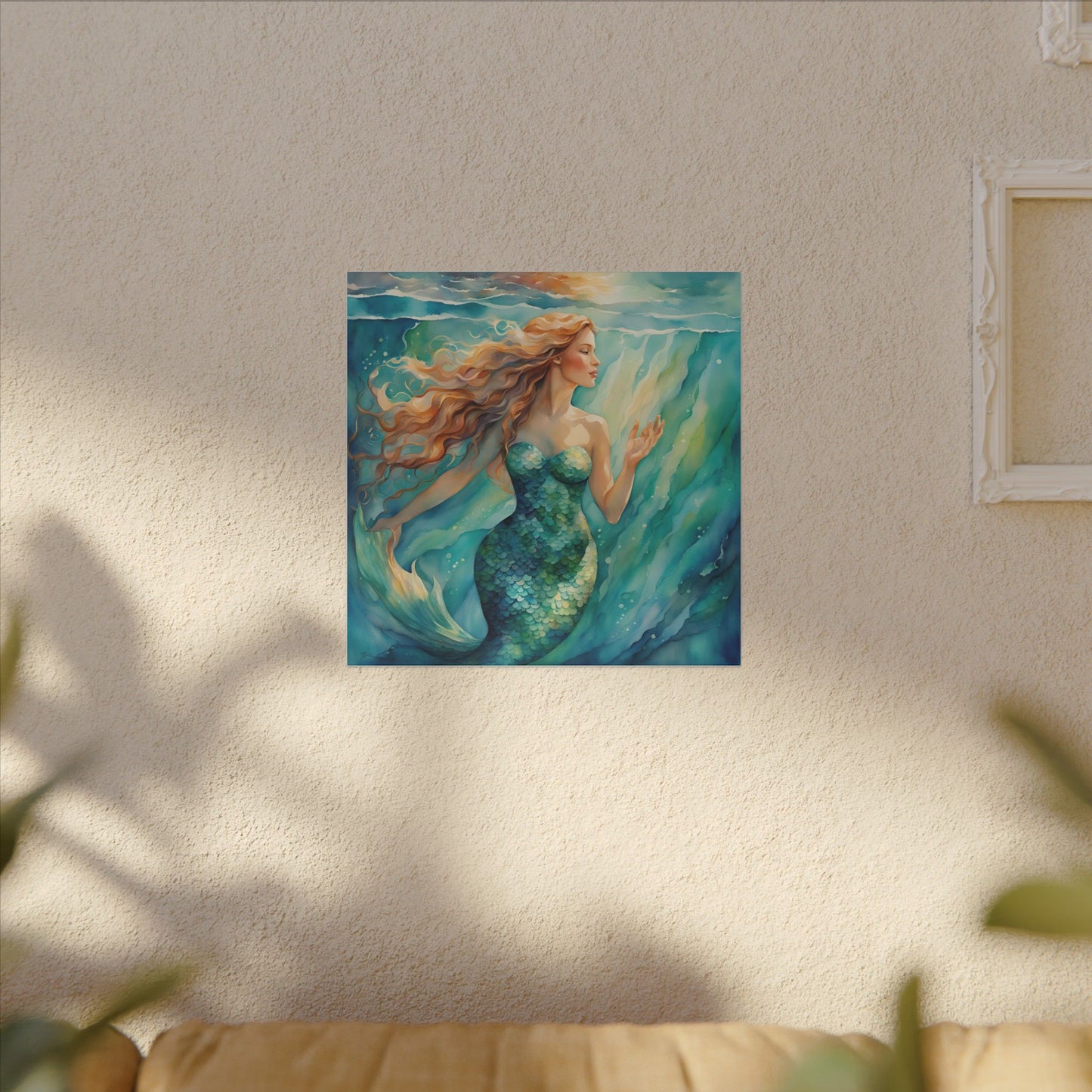 Matte Wall Canvas - Golden Mermaid - Neptune's Nursery Collection