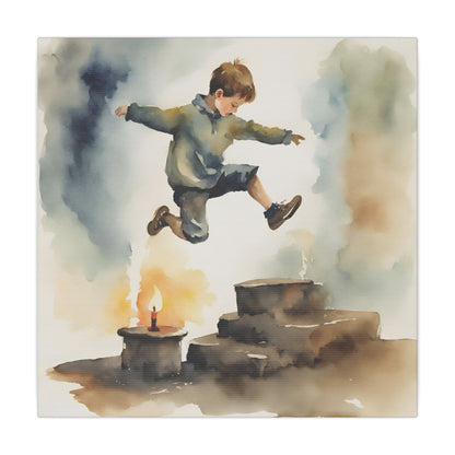 Matte Wall Canvas - Jack Jumped over the Candlestick - Nursery Rhymes Collection